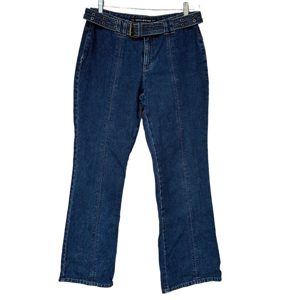 DKNY Jeans Women's‎ 30x32 Inch Blue Denim Bootcut Belt Mid-Rise Pockets